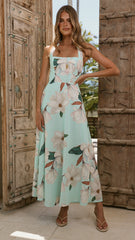 Madelyn Maxi Dress - Aqua/White Floral