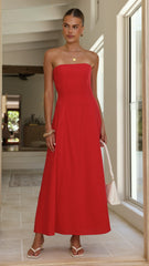 Astrid Strapless Maxi Dress - Red