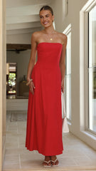 Astrid Strapless Maxi Dress - Red