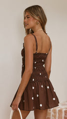 Vida Mini Dress - Brown/White Spot