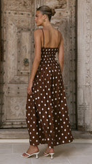 Balina Maxi Dress - Chocolate Polka