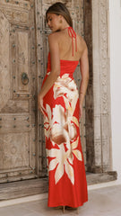 Alora Maxi Dress - Red Floral