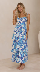 Odilia Maxi Dress - Blue/White Floral