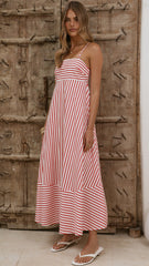 Marcel Maxi Dress - Red/White Stripe