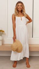 Avalia Linen Maxi Dress - White