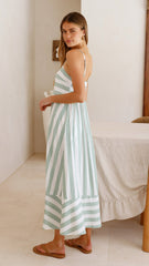 Baylee Midi Dress - Sage Stripe