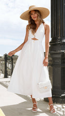 Wesley Halter Neck Maxi Dress - White