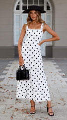 Milani Maxi Dress - White Polka