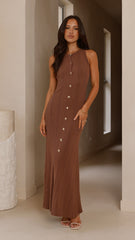 Aylah Knit Midi Dress - Brown