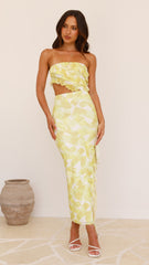 Zinnia Midi Dress - Yellow/White