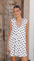 Vanessa Mini Dress - White Polka