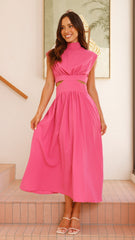 Maddison Midi Dress - Hot Pink