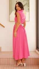 Maddison Midi Dress - Hot Pink