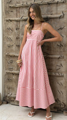 Marcel Maxi Dress - Red/White Stripe