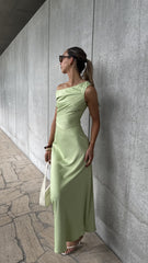 Auria Off Shoulder Maxi Dress - Key Lime
